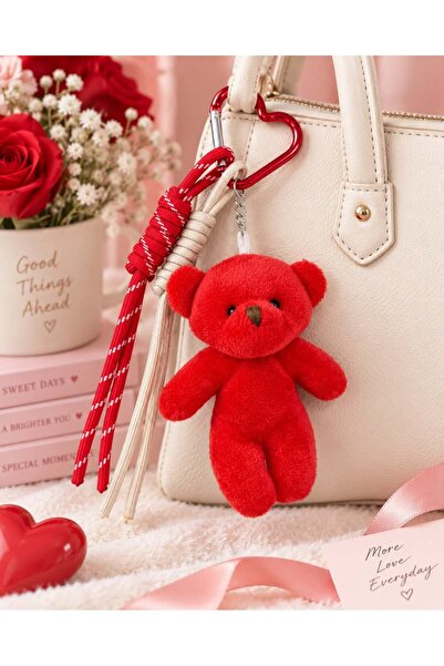 Kumru Studio Red Plush Teddy Bear Bag Charm and Keychain