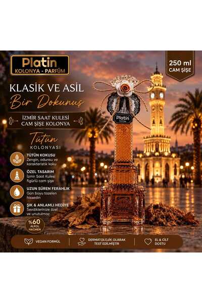Platin Kolonya & Parfüm Platin Kolonyaları 250 ml. İzmir Saat Kulesi Cam Şişe...