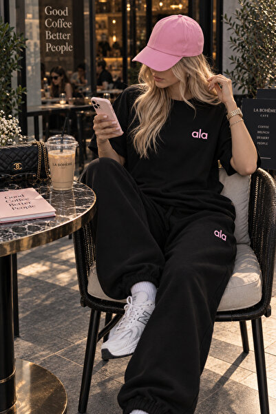 JAWÜ FASHION Σετ φόρμας με βαμβακερό μπλουζάκι με στάμπα Ala, υπερμεγέθη, Pre...