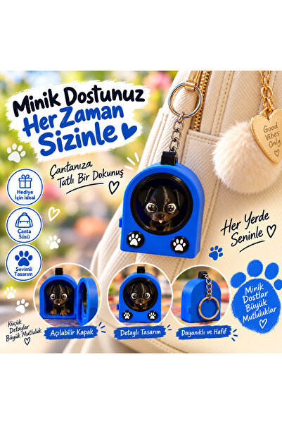 Genel Markalar Sevimli Siyah Köpek Figürlü Çanta Süsü – Açılabilir Kulübe Tas...