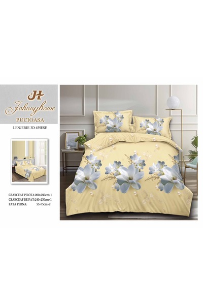 CasaDesteapta.ro 3D Satin Cotton Duvet Cover Set 2 Persons 4 Pieces Without S...