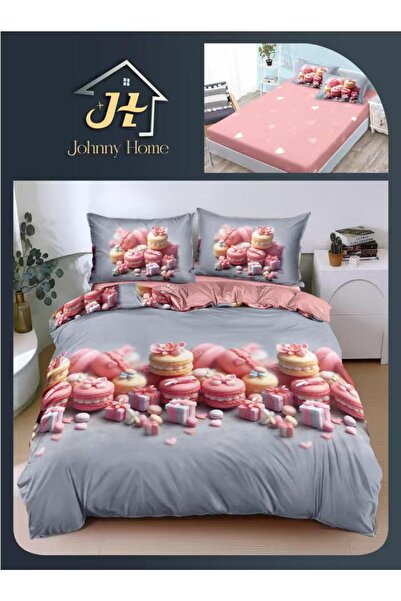 CasaDesteapta.ro Lenjerie de Pat Bumbac Satinat 2 Persoane 4 Piese cu Elastic...
