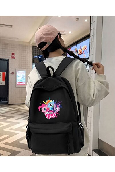 Minga London Rucsac negru cu imprimeu My Little Pony pentru școală, birou și ...