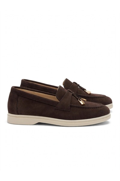 Trendlov Καφέ Suede με φούντα και λεπτομέρειες Γυναικεία Loafer Μπαλαρίνες - ...