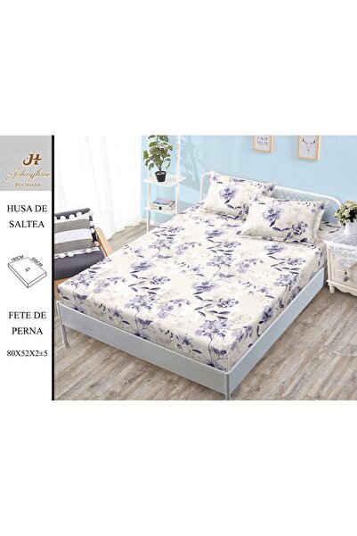 naniland.ro Satin Cotton Bed Cover 2 Persons 3 Pieces with Stretchy 180x200 c...