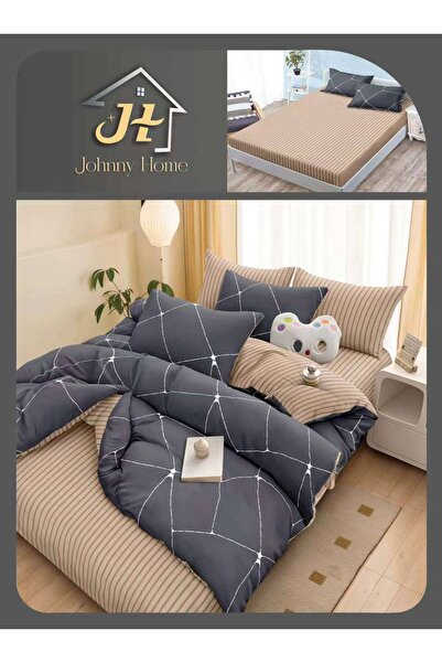 CasaDesteapta.ro Lenjerie de Pat Bumbac Satinat 2 Persoane 4 Piese cu Elastic...