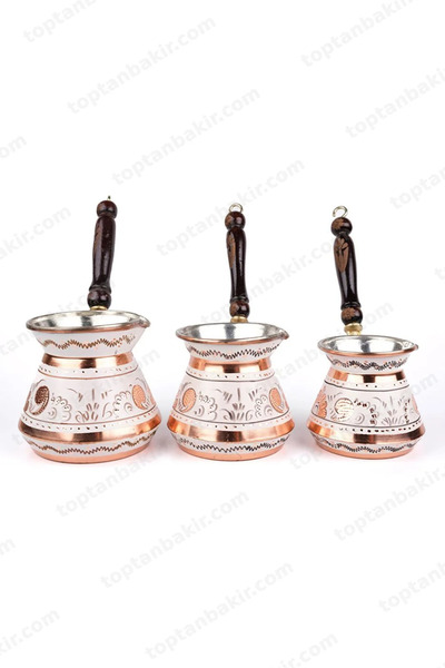 Haale Copper Coffee Pot Erzincan Handcrafted Set of 3 Chubby