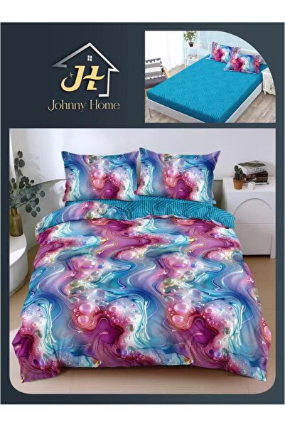 CasaDesteapta.ro Lenjerie de Pat Bumbac Satinat 2 Persoane 4 Piese cu Elastic...