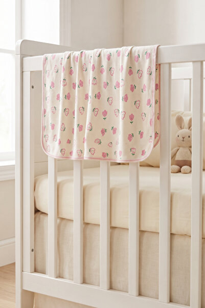 Ceykids Çiçek Desenli Tek Kat Bebek Battaniye 80x90
