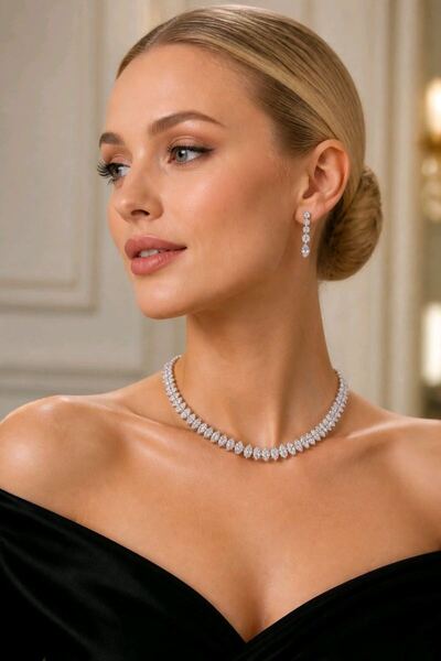 Monalisa Home Luxury Collar Necklace with Row of Stones