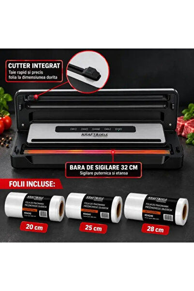 Kraft&dele Set de 3 pungi pentru vidare și aparat de vidare de 150W, Kraft&Dele, TOP42303