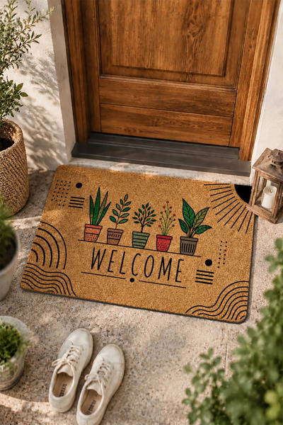 Valerine Life سجادة أمام الباب مقاس 45×70 سم، ملمس مخملي، مظهر جوز الهند، مضا...