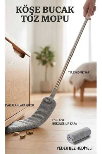Dalian Home Mop Mikrofiber Başlıklı Dip Köşe Raf Ulaşılamıyan Yerler Için Esnek Toz Mop Uzun Saplı
