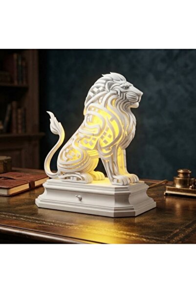 KAMER LED Işıklı Aslan Masa Lambası