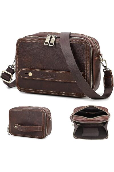 CONTACTS FAMILY Contact's Mens Clutch Bag Leather Crossbody Purse, Clutch Wal...
