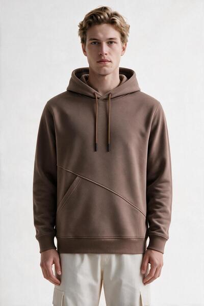 VESTRO Erkek Kapüşonlu Yandan cepli 3 İplik Yumuşak Dokulu Sweatshirt