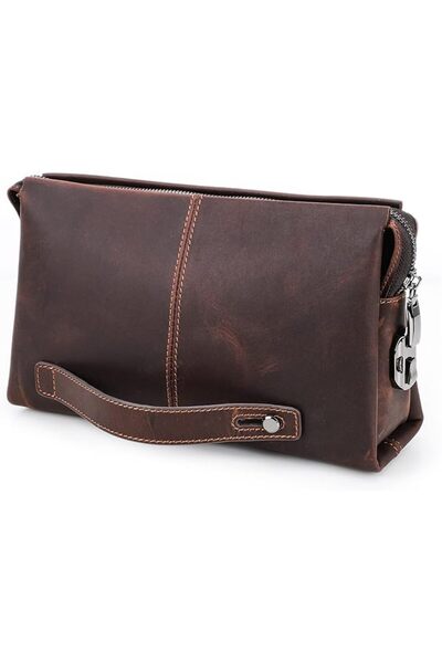 CONTACTS FAMILY Contacts Leather Men Clutch Purse Bag, Mens Business Code Loc...