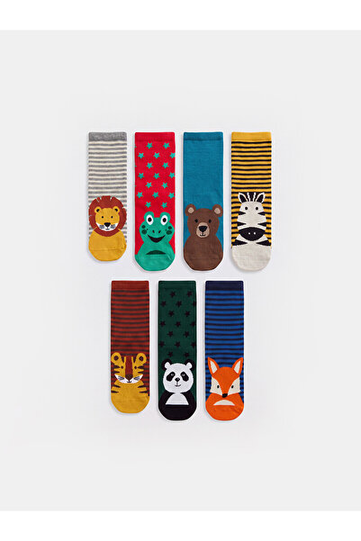 LC Waikiki Two Mt Shop Quality Lcw Kids Mixed Patterned 7-Piece Pack Boys' Socks