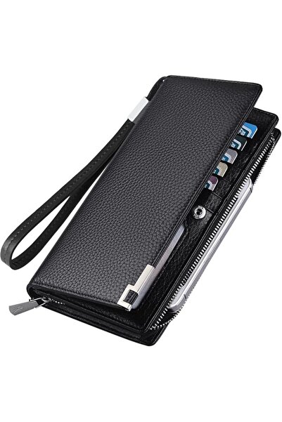 AZONEE Men’s Real Leather Long Wallet RFID Blocking, Multi Large Capacity Zip...