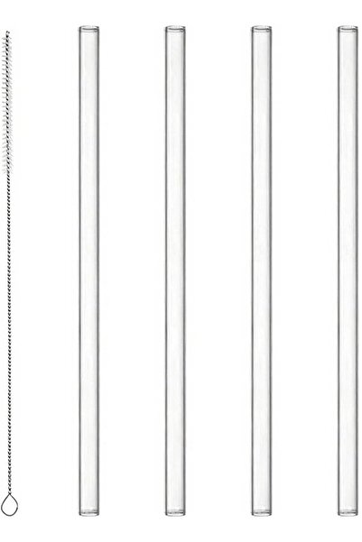 GoodTool 5 Pieces Glass Transparent Straw Set, Reusable Straws, Household Str...