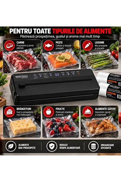 Kraft&dele Aparat de vidat alimente cu 3 role de folie, Kraft&Dele, TOP42323