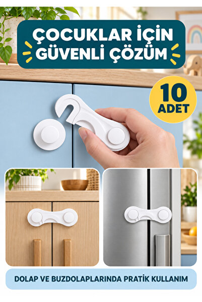 Veylora34 10 Adet Çok Amaçlı Çocuk Bebek Güvenlik Kilidi – Dolap, Çekmece ve ...