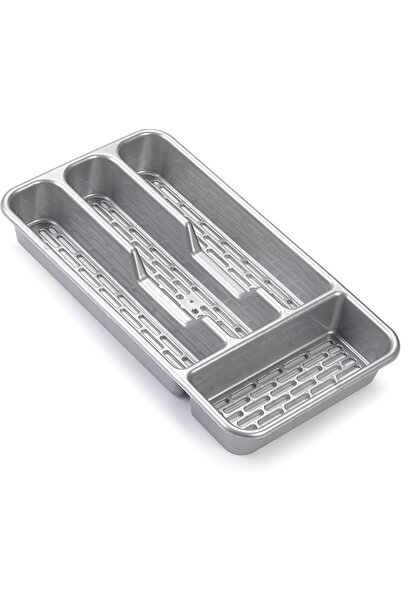 plastific Plastic Forte Small Tier Cutlery Tray Classic Silver, Plastic Organ...