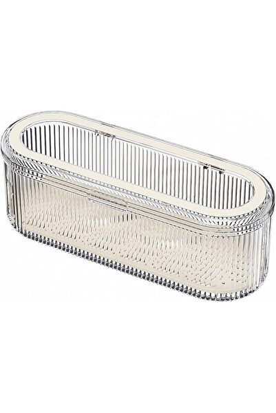 ELECDON Silverware Organizer with Lid and Drainer, Clear Plastic Cutlery Stor...