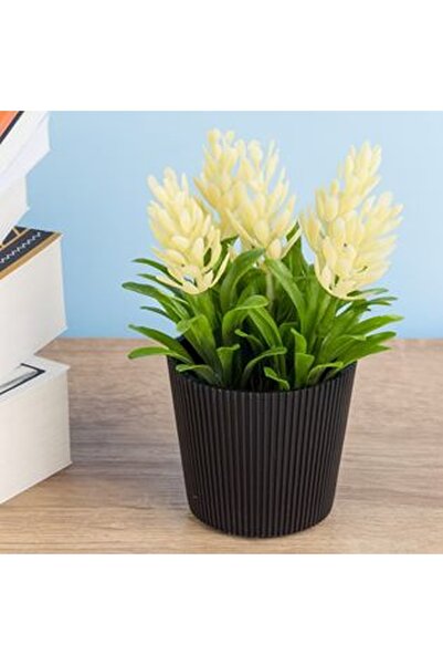 CBD CORAL BEST DEALS Ghiveci Decorativ Negru cu Planta Artificiala cu Flori A...