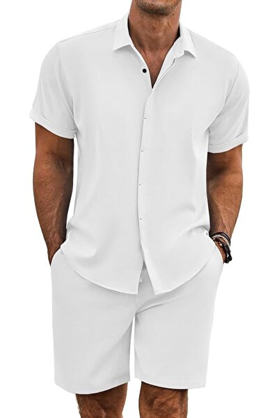 COOFANDY Men's Summer Beach Outfits 2 Piece Short Sleeve Shirts and Shorts Va...
