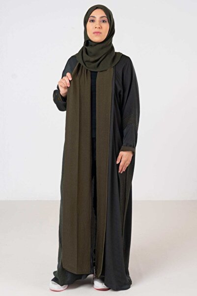 FASHION عباءة كلاسيكية من الحرير المغسول مع تطريز مميز