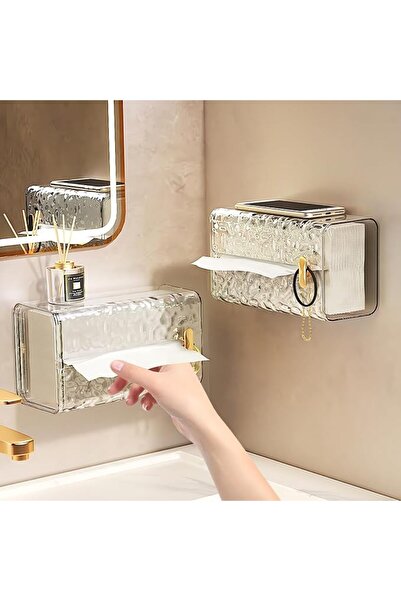 GENERAL Tissue Box Holder,Wall Mounted Drill Free Transparent Tissue Holder w...