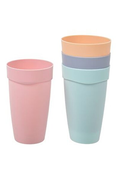 CBD CORAL BEST DEALS Set Pahare din Plastic de Culori Pastel - 4buc, 8x13.5cm