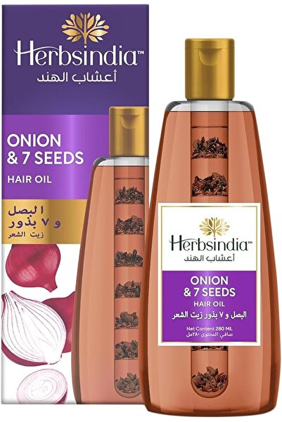 Herbsindia زيت الشعر بالبصل وبذور الأعشاب السبعة مع أنبوب تغذية |   لشعر أقوى...