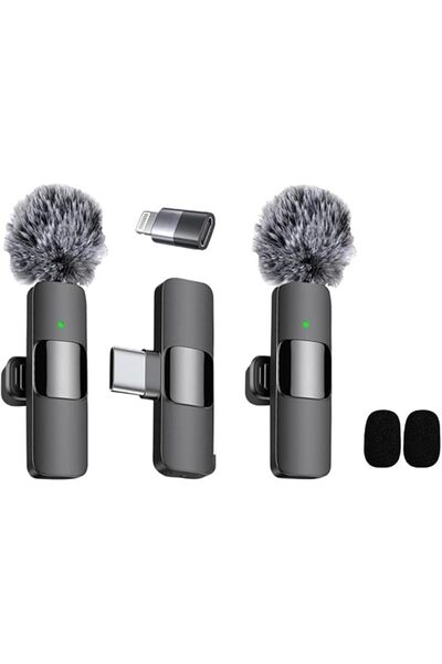 Paporich 2 PCS Lavalier Wireless Microphones, Noise-Cancelling Clip-on Microp...
