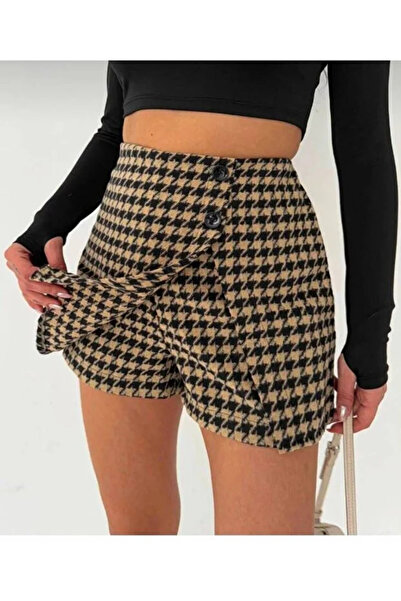 Velista Women's Crow's Feet Patterned Skirt with Shorts Inside