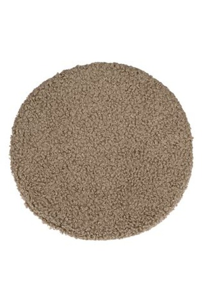 CBD CORAL BEST DEALS Perna Scaun Decorativa Rotunda Taupe cu Bucle Ø34cm, 34x4cm