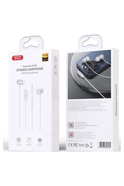 Xo Căști cu fir EP 80, In-Ear, USB-C, Cablu de 1.2 m, Digital - Alb