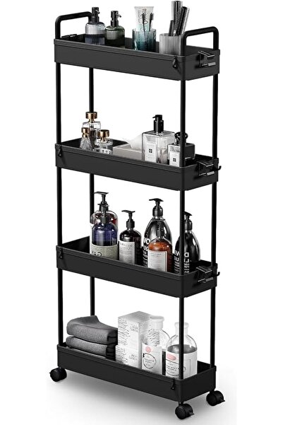 Gogoya Slim Storage Cart 4 Tier Mobile Shelving Unit Organizer, Utility Rolli...