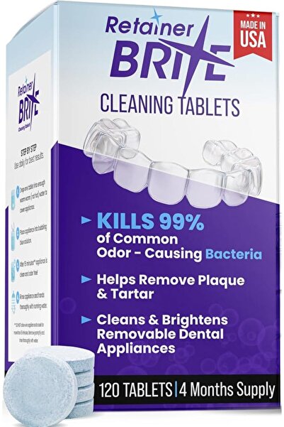 Retainer Brite أقراص تنظيف أجهزة تقويم الأسنان (إنفيسلاين)، منظف واقيات الفم،...