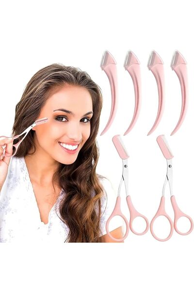 KASTWAVE مجموعة أدوات تشذيب الحواجب مكونة من 6 قطع، مقص حواجب منحني من الفولا...