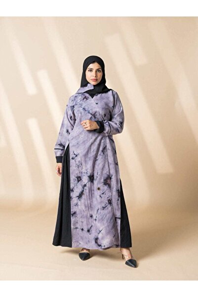 FASHION Soft Pink Floral Abaya with Side Pleats