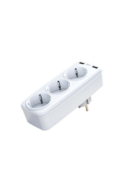 Xo Adaptor priză WL 08, 3 prize AC, 2 x USB-A, 2.4 A - Alb