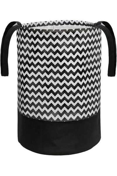 PrettyKrafts 45L Non Woven Wave Printed Round Foldable Large Laundry Bag/Bask...