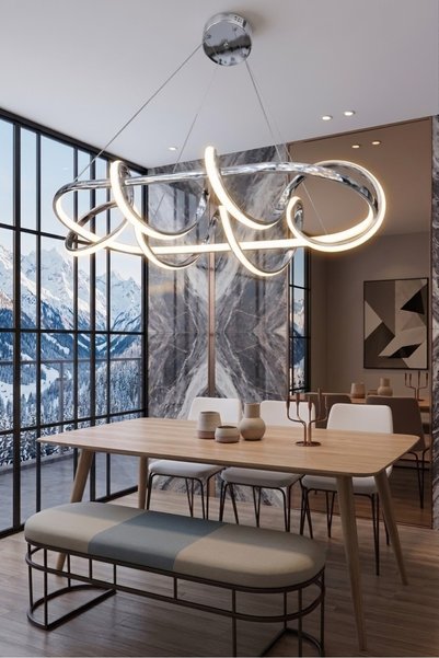 Akgül Karya Modern Dalga Masaüstü Sarkıt Led Avize Krom 3 Renk