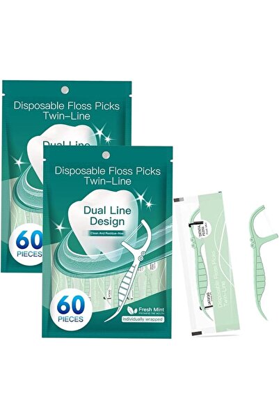LinJie Floss Stick, Mint Flavor Dental Floss Picks – 60 Count Individually Wr...
