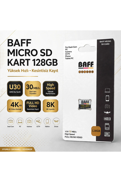 Baff 128GB Hafıza Kartı Güvenlik Kamerası Video Kayıt Destekli A2 U3