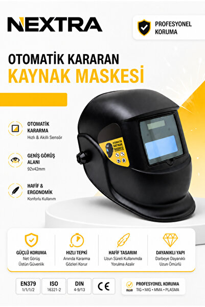 NEXTRA Otomatik Kararan Colormatic Kaynak Maskesi – Ayarlanabilir Kaynakçı Ba...