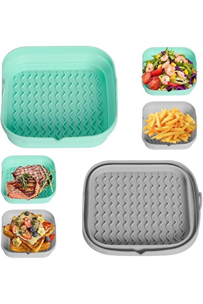 SYOSI Silicone Air Fryer Liners Square, Reusable Collapsible Non Stick Airfry...