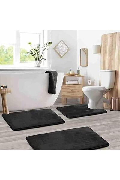 GENERAL 3 Piece Bathroom Rugs Sets, U-shaped Cobblestone Memory Foam Bathroom...